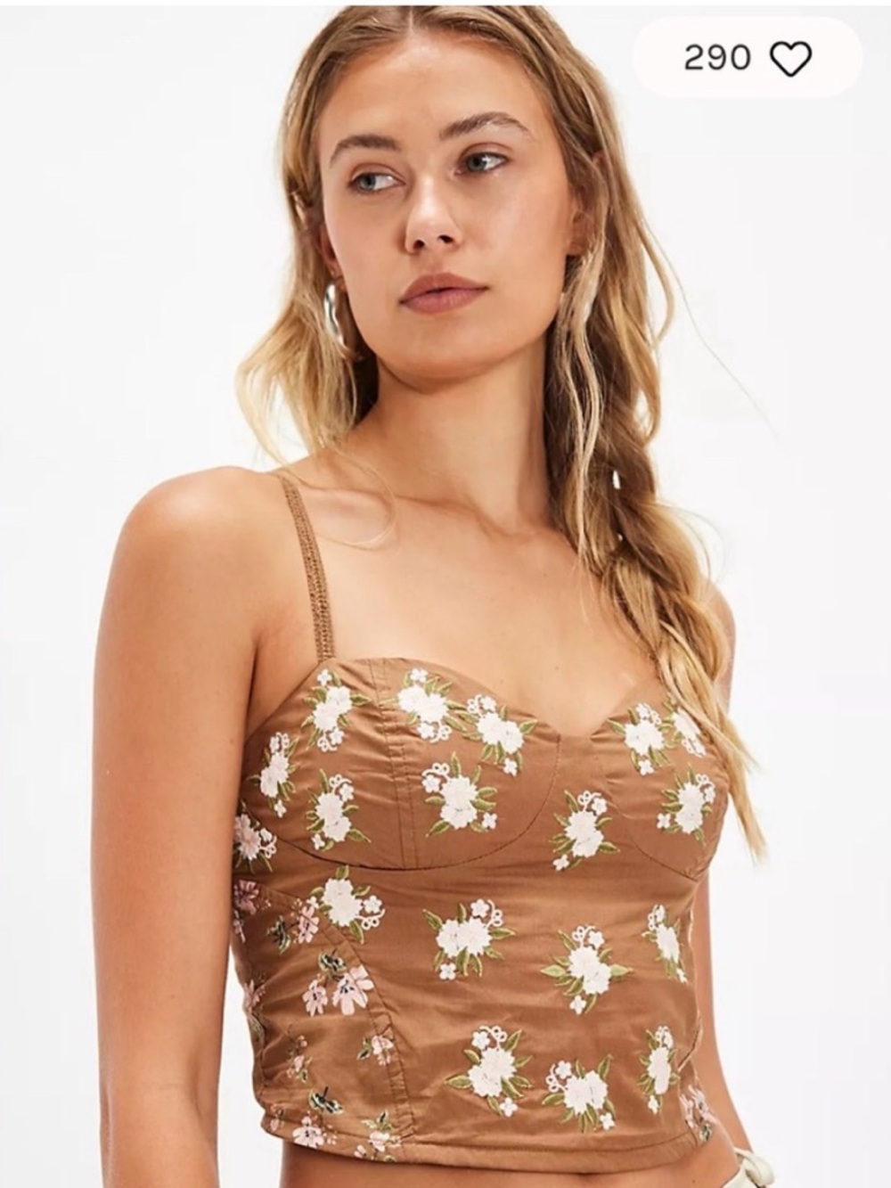 Free People Wild Flowers Embroidered Bustier. NWT. Brown combo